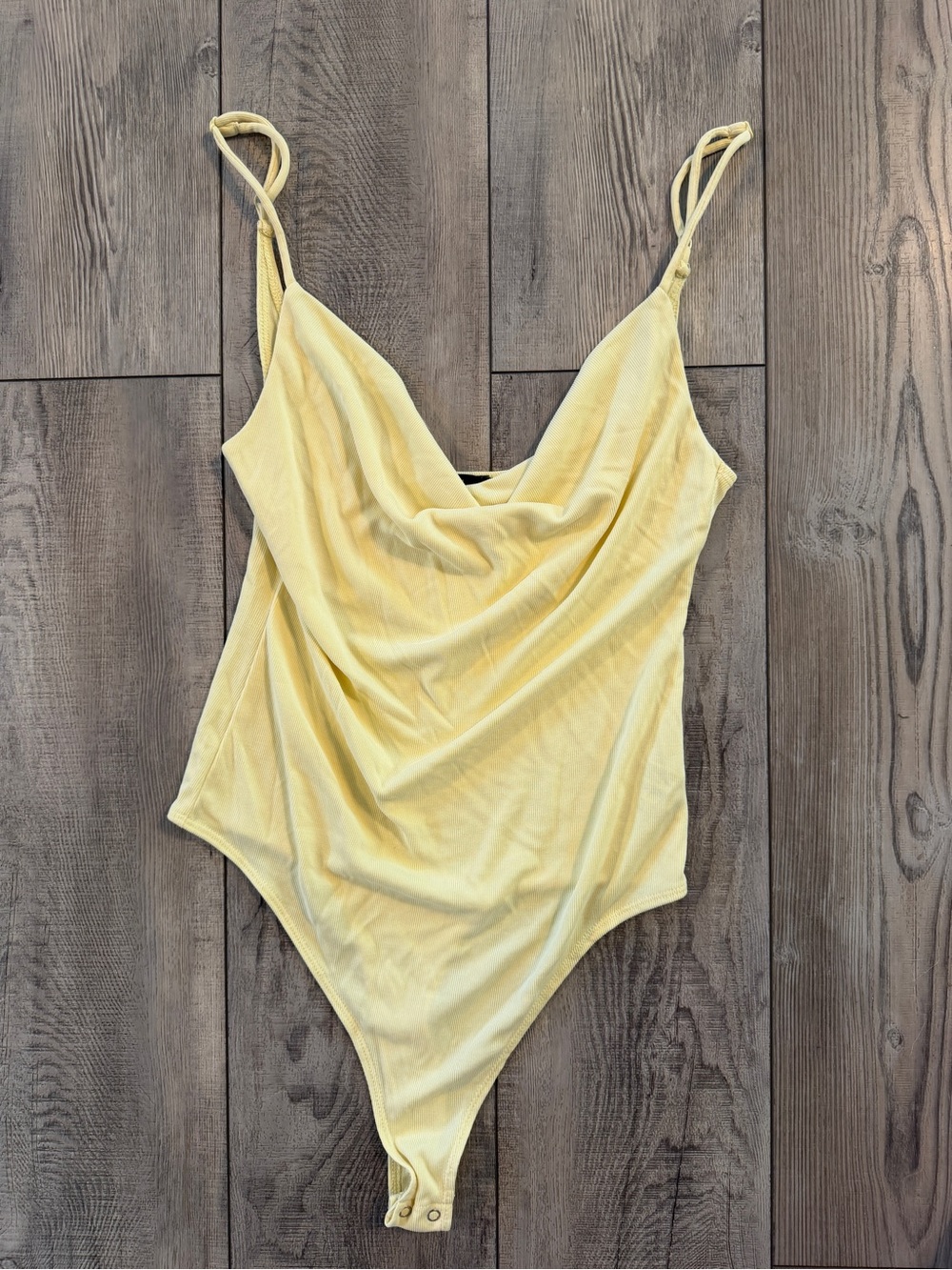 Forever 21 Light Yellow Draped One-Piece Bodysuit